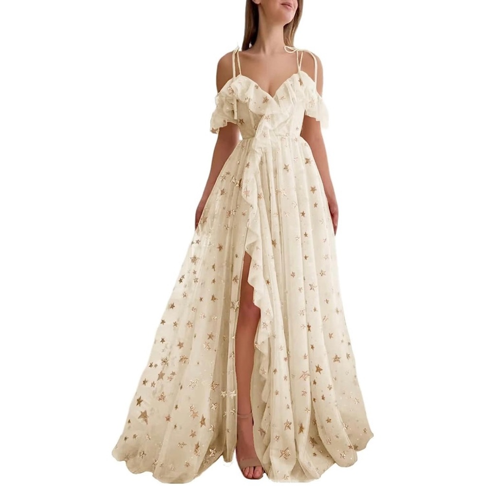 Women’s long off the shoulder starry formal gown